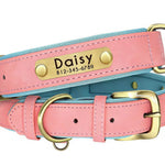 Personalized Leather Dog Collar with Nameplate – Soft & Adjustable