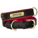 Personalized Leather Dog Collar with Nameplate – Soft & Adjustable