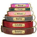 Personalized Leather Dog Collar with Nameplate – Soft & Adjustable