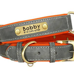Personalized Leather Dog Collar with Nameplate – Soft & Adjustable