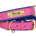 Personalized Leather Dog Collar with Nameplate – Soft & Adjustable