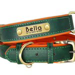 Personalized Leather Dog Collar with Nameplate – Soft & Adjustable